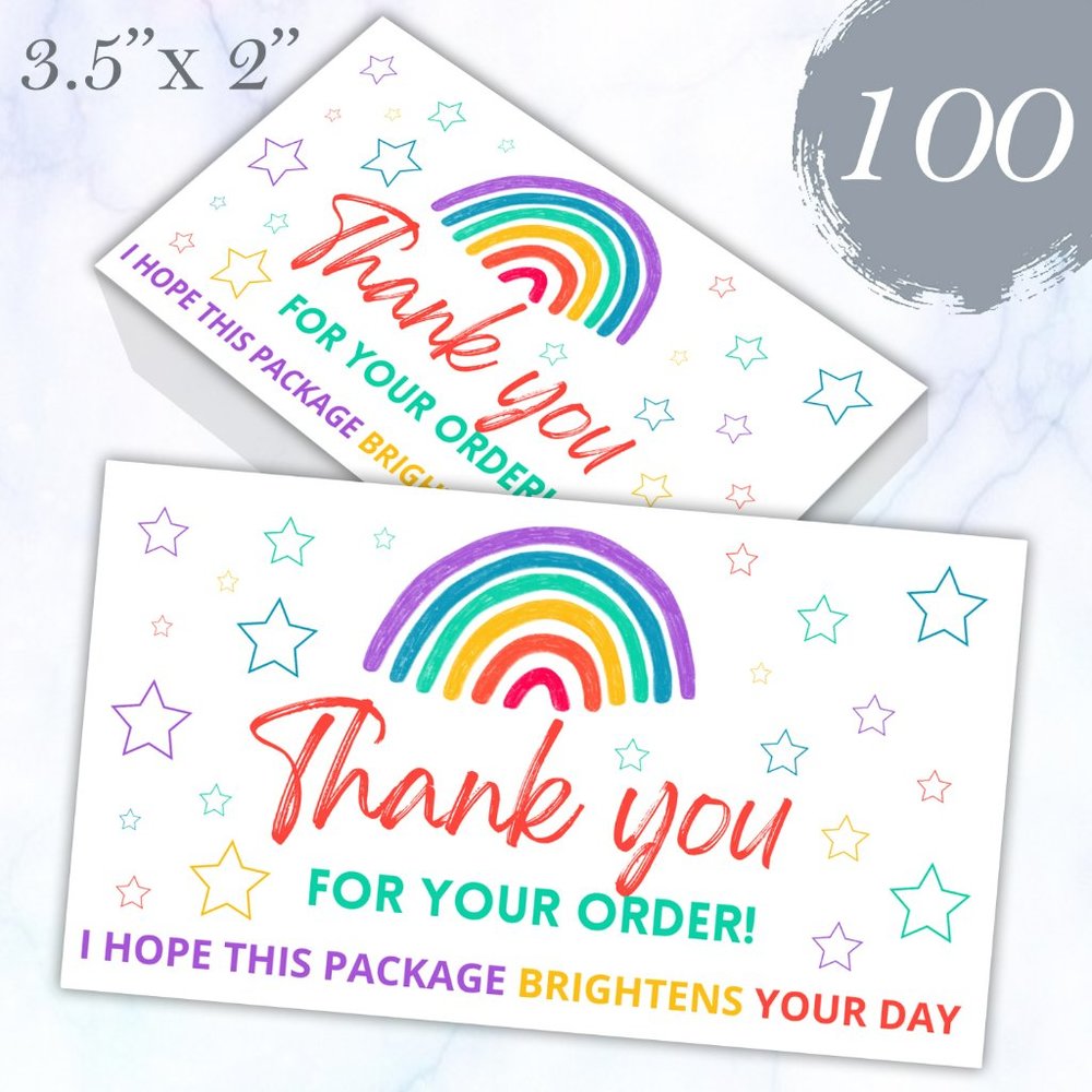 100 Rainbow Thank You Cards